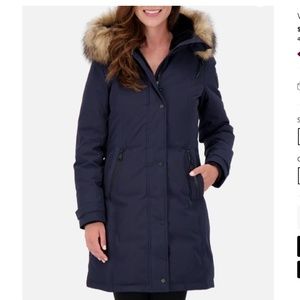 Vince Camuto Women's Wool Blend Warm Puffer Walker Jacket Coat in Navy